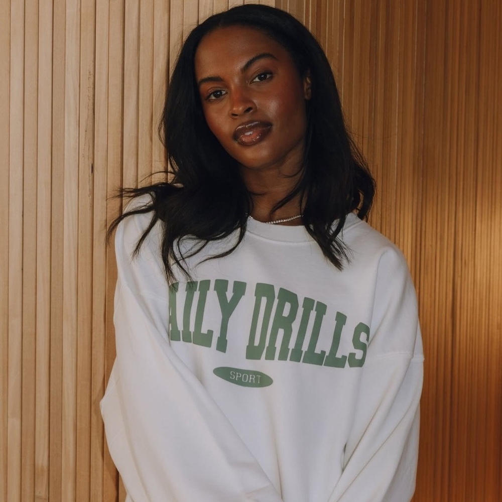 daily drills crewneck - sports crew white and green